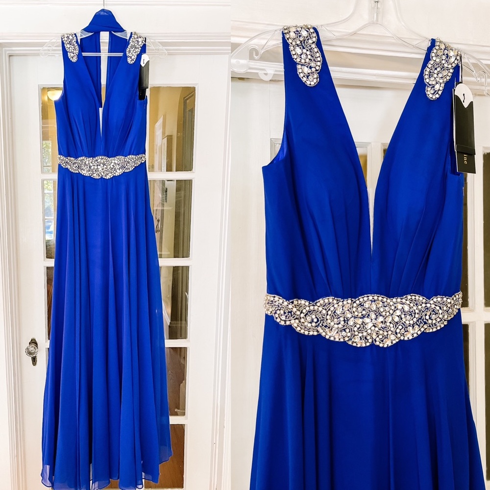 NWT Royal Blue Dress | Jewel V Neck Long Dresses Sleeveless Semi Formal New Maxi